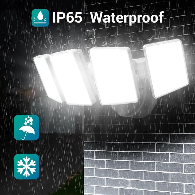 Alt view image 6 of 7 - 100W LED Flood Lights Outdoor Switch Controlled Security Lights 4 Heads | USTELLAR 10000lm 4 Adjustable Heads 5000K Daylight IP65 Waterproof Super Bright Exterior LED Floodlight Hardwired for Yard