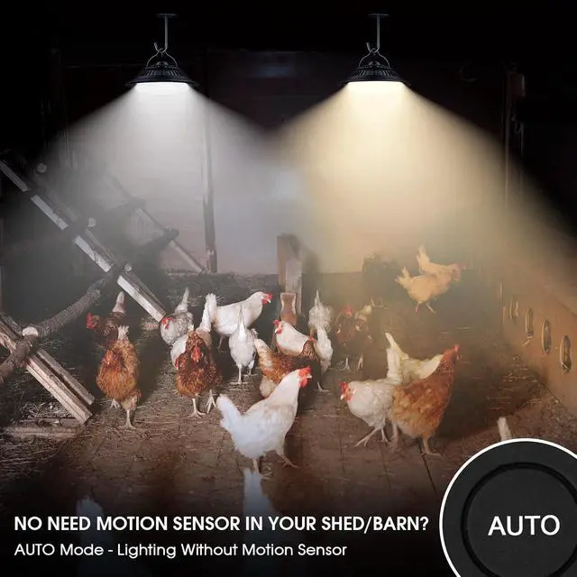 Alt view image 3 of 7 - Solar Pendant Light Motion Sensor, 5 Work Modes for Shed Barn Gazebo | Dimmable Day/Night, 6000K/4000K/3200K with On Off Switch & Remote, IP65 Indoor/Outdoor Hanging Chandelier for Chicken Coop