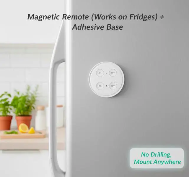 Alt view image 4 of 7 - LoraTap Mini Remote Control Outlet Plug: 656ft Range Wireless Light Switch for Household Appliances No Wiring 1 Remote for 2 Outlets