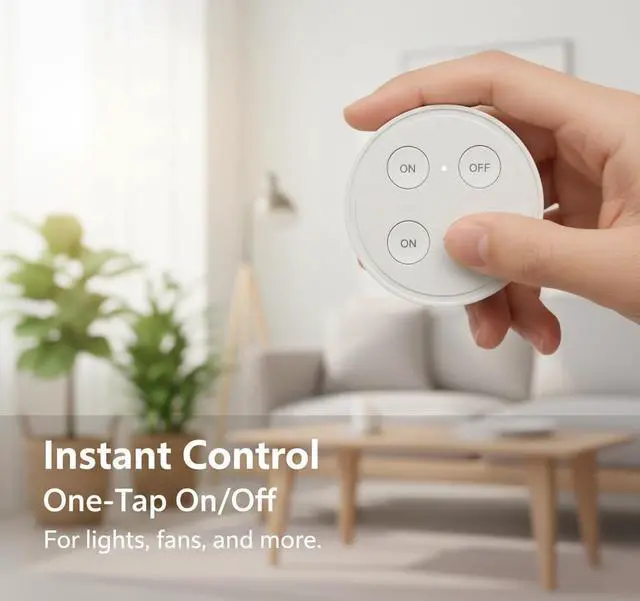 Alt view image 3 of 7 - LoraTap Mini Remote Control Outlet Plug: 656ft Range Wireless Light Switch for Household Appliances No Wiring 1 Remote for 2 Outlets