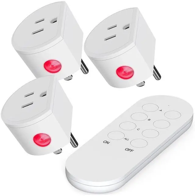 Main image of Wireless Remote Control Outlet, SURNICE Mini Remote Light Switch 10A/1200W for Christmas Lights, Up to 130 FT Long Range, FCC and ETL Certified