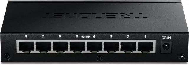 Alt view image 5 of 6 - TRENDnet 8-Port Gigabit PoE+ Switch, TPE-TG82G | 65W Budget, 16Gbps Switching Capacity, Ethernet Splitter, NDAA & TAA Compliant, Black