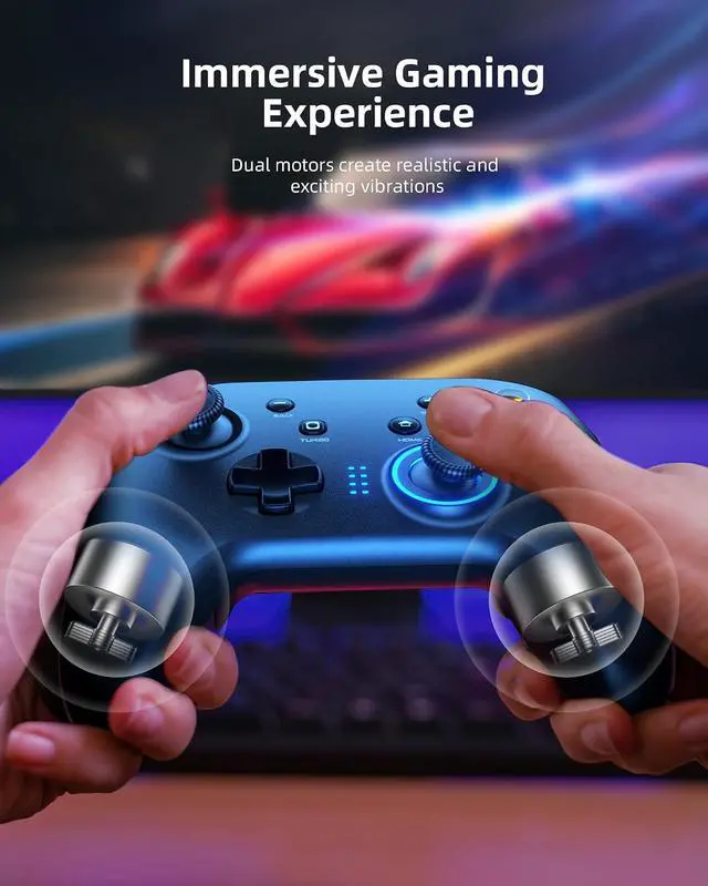Alt view image 3 of 7 - Forty4 Wireless Gaming Controller, Game Controller for PC Windows 7/8/10/11, PS3, Switch, Dual-Vibration Joystick Gamepad for Computer