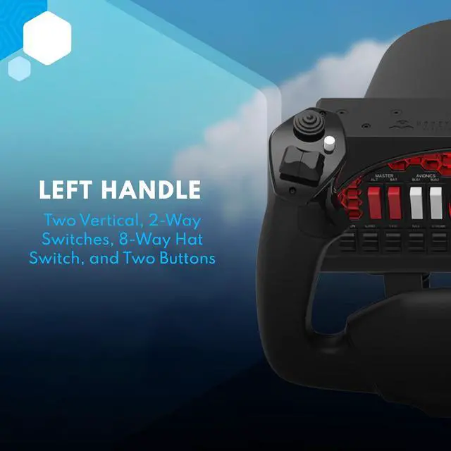 Alt view image 2 of 5 - Honeycomb Aeronautical Alpha Flight Controls Yoke & Switch Panel | 180 Degree Rotation, Steel Shaft with Ball Bearings, 5-Pos Ignition, USB-C Pc and Mac