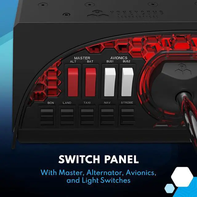 Alt view image 4 of 5 - Honeycomb Aeronautical Alpha Flight Controls Yoke & Switch Panel | 180 Degree Rotation, Steel Shaft with Ball Bearings, 5-Pos Ignition, USB-C Pc and Mac