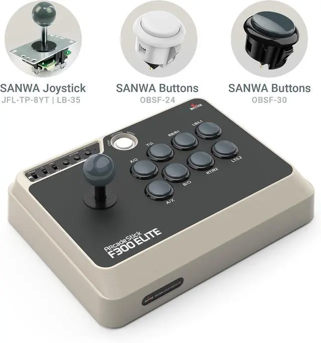Alt view image 6 of 7 - MAYFLASH Arcade Stick F300 Elite with Sanwa Buttons and Sanwa Joysticks for Switch/Switch 2, Xbox Series S/X, Xbox One, PS4, PS3, Windows, macOS, Steam Deck, Android and more