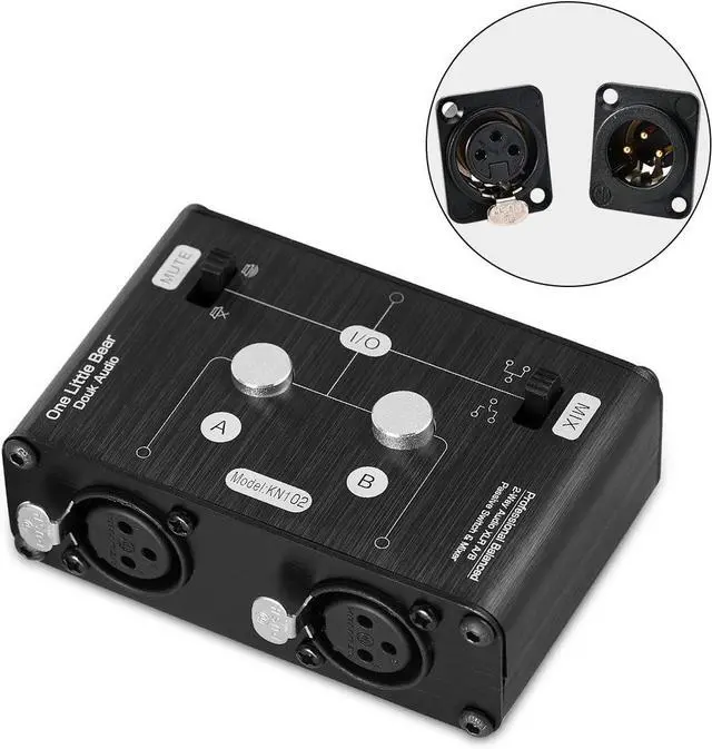 Alt view image 7 of 7 - Douk Audio 2 Way XLR Balanced Stereo Audio Switcher Passive A/B Mini Switch Box Mixer Sound Splitter (KN102, 2-IN-1-OUT)