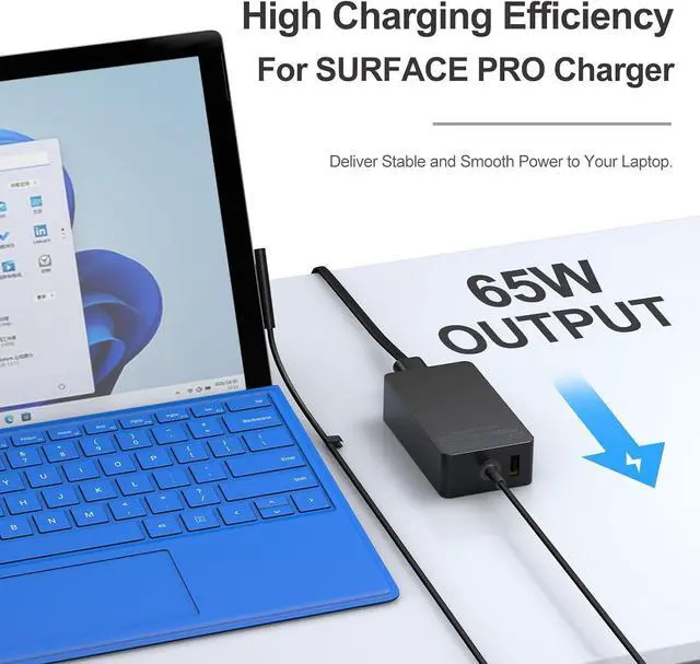 Alt view image 2 of 7 - 65W Surface Pro Laptop Charger-for Microsoft Surface Pro Charger Windows Surface Laptop 7,6,5,4,3,2,for Microsoft Surface Pro10,9,8,7+,7,6,5,4,3,X,Surface Book3,2,1,Surface Go Tablet,Support 44W,10FT