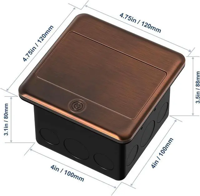 Alt view image 5 of 6 - 4.8A USB Chargers Pop Up Floor Waterproof Electrical Outlet Receptacle Stainless Steel Box, (Bronze)