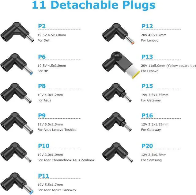 Alt view image 2 of 7 - Belker 45W Universal Laptop Charger with 11 Tips | AC Adapter for Dell Hp Acer Asus Lenovo Samsung Gateway Toshiba Laptop Ultrabooks Chormebooks Power Supply Cord