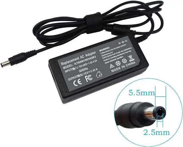 Alt view image 2 of 6 - 19V 3.16A Laptop Charger for Toshiba Satellite C50 C55 C55-B5240X C55-C5241 C55-A5100 C55D C55DT C55T C55T-A5222 C55T-A5123 C55T-C5300 C75 C75D C650D C655D C850D C855 C855D C875D CL15