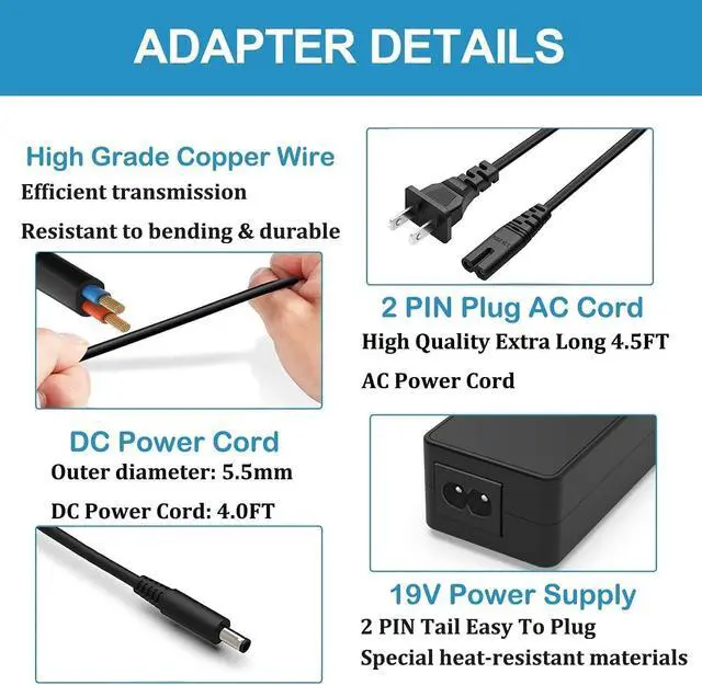 Alt view image 3 of 6 - 19V 3.16A Laptop Charger for Toshiba Satellite C50 C55 C55-B5240X C55-C5241 C55-A5100 C55D C55DT C55T C55T-A5222 C55T-A5123 C55T-C5300 C75 C75D C650D C655D C850D C855 C855D C875D CL15