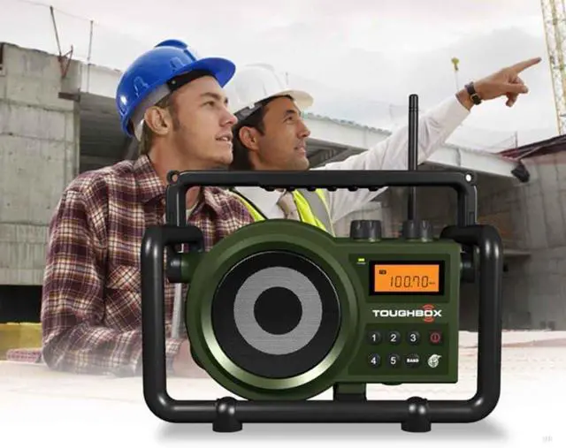 Alt view image 4 of 4 - Sangean TB-100 TOUGHBOX FM/AM/Aux Ultra-Rugged Digital Rechargeable Radio, Green