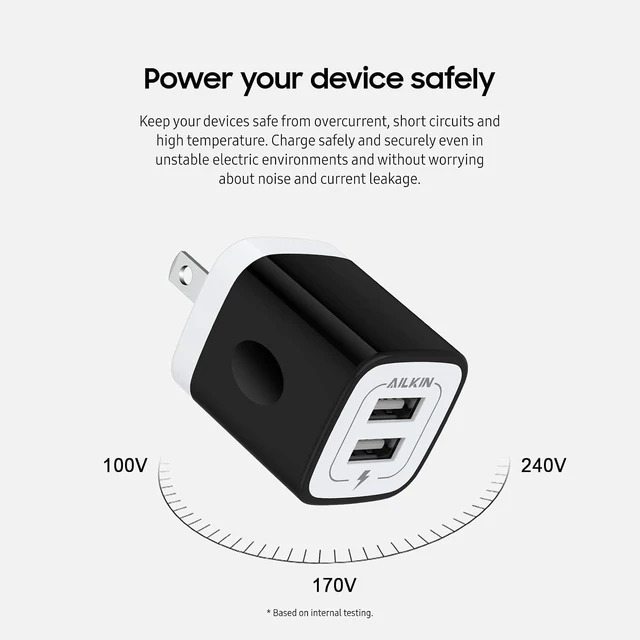 Alt view image 4 of 7 - USB Wall Plug, Multi USBA AC Power Charger Adapter USB-A Block Cube iPhone | iPad, Samsung, Google Pixel, LG, Camera Phones & Tablets Charge Multiple USB Plug Station Base