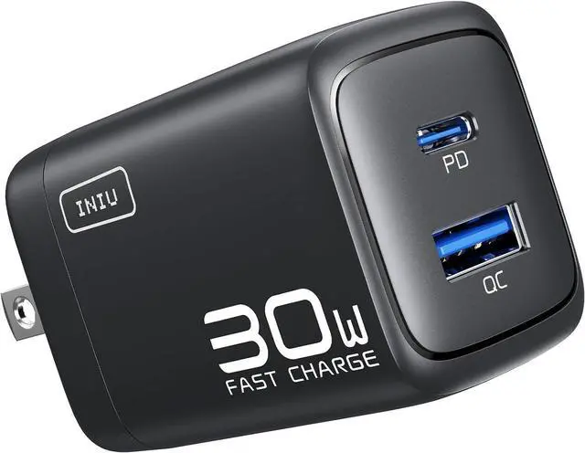 Main image of INIU USB C Charger, 30W PD QC 3.0 Dual Port Type C Fast Charging Compact Charger Block with Foldable Plug for iPhone 17 16 15 Pro Max Samsung S24 S23 Note 20 iPad Pro Google AirPods etc
