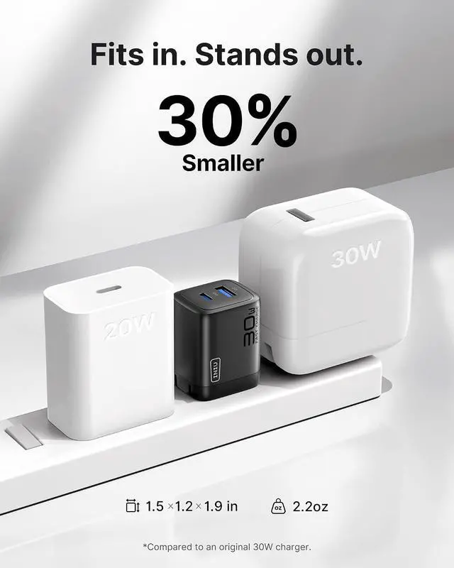 Alt view image 6 of 7 - INIU USB C Charger, 30W PD QC 3.0 Dual Port Type C Fast Charging Compact Charger Block with Foldable Plug for iPhone 17 16 15 Pro Max Samsung S24 S23 Note 20 iPad Pro Google AirPods etc