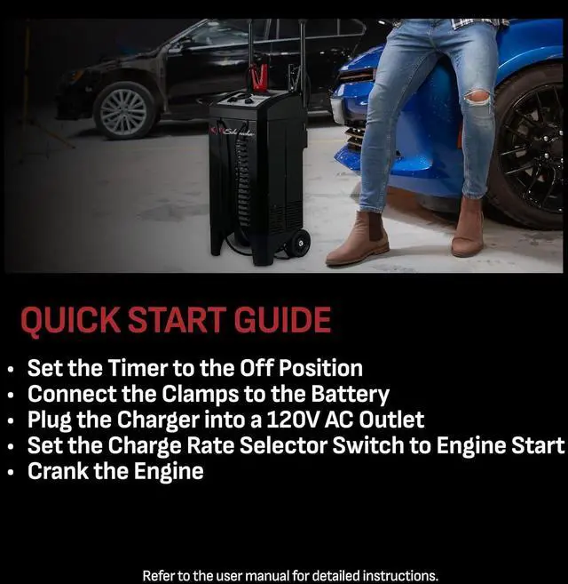 Alt view image 3 of 7 - Schumacher Electric Wheeled 10A Car Battery Charger & Maintainer SC1633