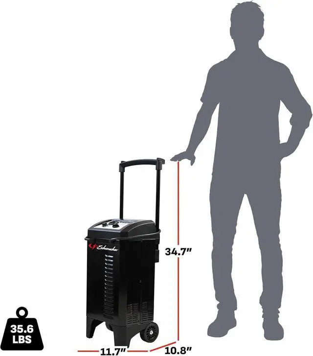 Alt view image 7 of 7 - Schumacher Electric Wheeled 10A Car Battery Charger & Maintainer SC1633