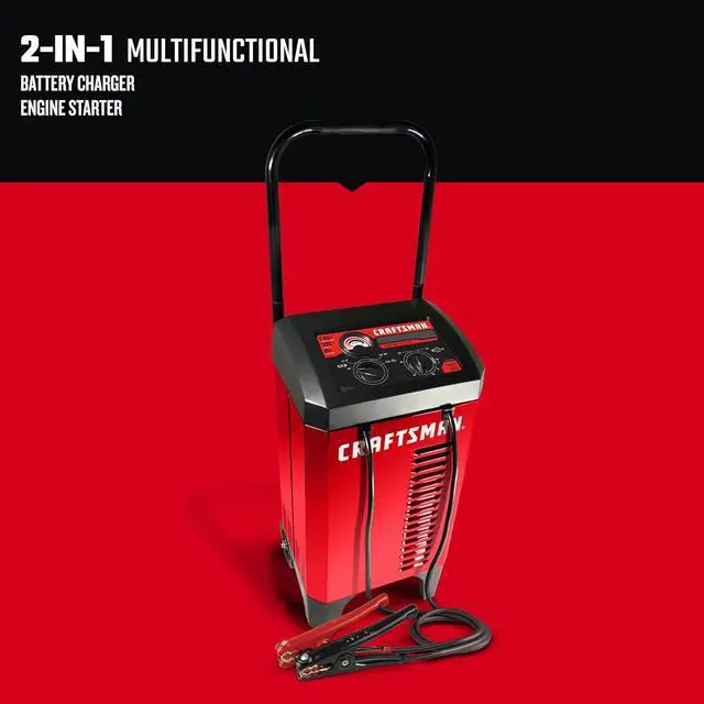 Alt view image 2 of 7 - CRAFTSMAN Wheeled 6A Car Battery Charger & Maintainer, 12V CMXCESM274
