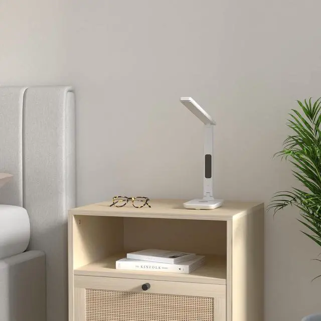Alt view image 2 of 7 - LED Desk Lamp with Wireless Charger, USB Charging Port, Office Table Lamp with Clock, Alarm, Date, Temperature for Home Office, White
