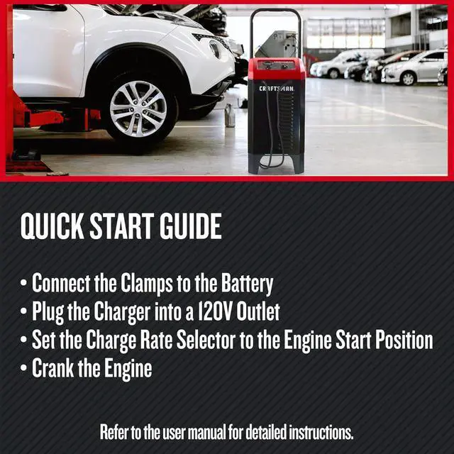 Alt view image 4 of 7 - CRAFTSMAN Wheeled 10A Car Battery Charger & Maintainer, 6V/12V CMXCESM233