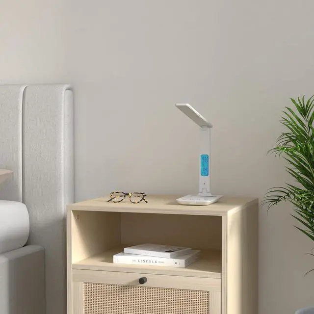 Alt view image 2 of 7 - Desk Lamp with Wireless Charger: USB Charging Port, Table Lamp with Clock, Desk Lamps for Home Office College Dorm Room Essentials