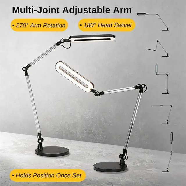 Alt view image 5 of 7 - OTUS LED Architect Desk Lamp for Home Office, Adjustable Swing Arm | Built-in 10 W Qi Wireless Charger in Base, 11.8 in LED panel, 3 Color Temperatures, Stepless dimming, Memory function