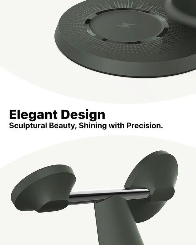 Alt view image 5 of 7 - 3 in 1 Wireless Charging Station for Apple Devices with MagSafe | Charging for iPhone 17/Air/16/15/14/13, AirPods, Apple Watch, Weighted Stable Charging Stand, USB-C Adapter Included