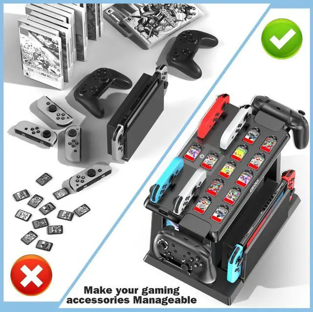 Alt view image 3 of 6 - Switch Organizer Station with Controller Charger, Charging Dock for Nintendo Switch & OLED Joycons, Storage for Games, TV Dock, Pro Controller, Accessory Kits