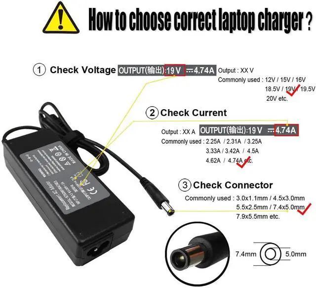 Alt view image 2 of 7 - 90W 19V 4.74A Adapter Charger Compatible with HP Probook 6560b 6570b 6550b 6470b 6450b 4530s 4540s 4440s 4430s, EliteBook 8460p 8470p 8440p 8560p 8760p 2570p 2540p 2560p 2730p 2740p 8460w 8570w 8770w