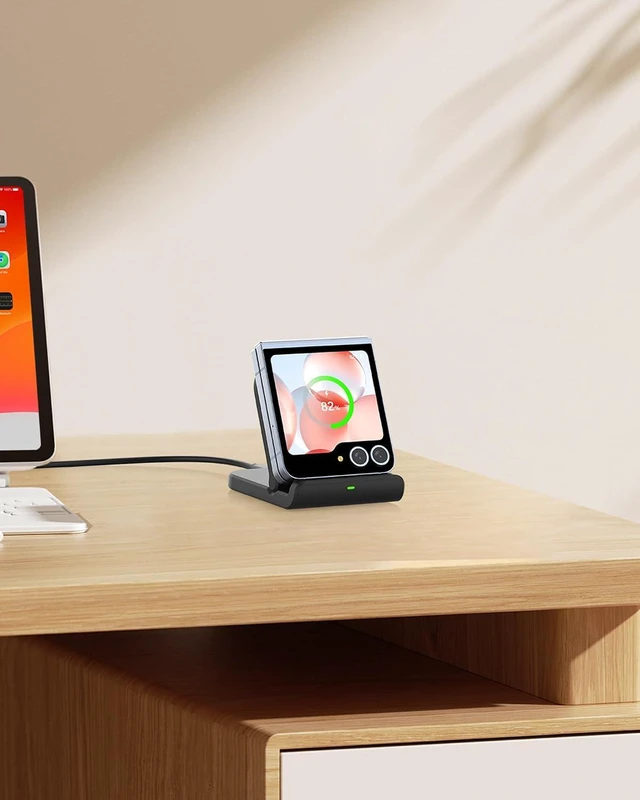Alt view image 7 of 7 - Foldable Wireless Charging Stand for Galaxy Z Flip 8 & Moto Razr Series | Foldable portable stand, Dual-angle charging, Case compatible, Multi safety guard, LED indicator, SwanScout 501S