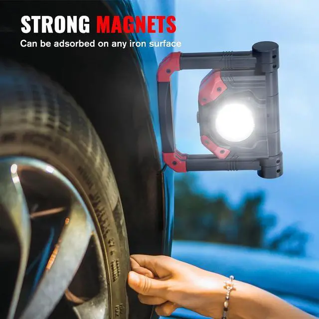 Alt view image 4 of 7 - Adelante Rechargeable Work Lights, 2500LM, Magnetic Base, 360° Stand | 6500K, 5 modes, 4000mAh battery, up to 12 hr runtime, 4-hr USB-C charge, USB-A output, IPX4 water resistance for repairs