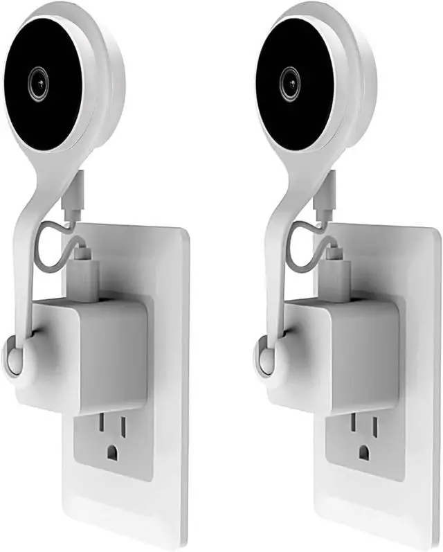 Main image of USB Charger 360 Adjustable Ball Joint Wall AC Outlet Mount Holder for NC1102ES Nest Cam Indoor Camera Portable Charger - (Set 2 PCS, Plug Type: White Not Camera Included)