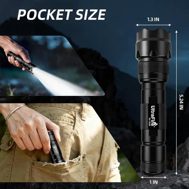 Alt view image 5 of 7 - ULTRAFIRE WF-502B LED Tactical Flashlight, 5 Modes 1000 High Lumens Flashlight Torch with Duty Belt Flashlight Holster, Bicycle Mount, USB Charger
