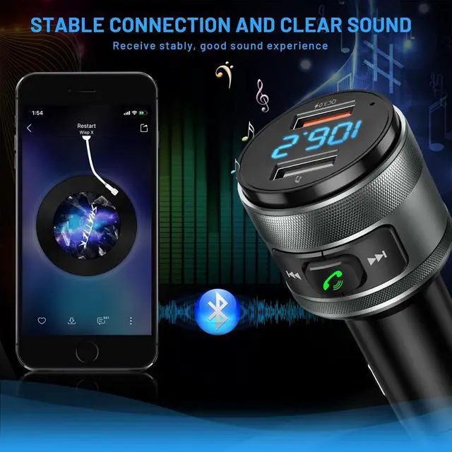 Alt view image 4 of 6 - IMDEN Bluetooth 6.0 FM Transmitter for Car Adapter with MP3 Player | Hands-Free Calls, CVC Noise Reduction, QC 3.0 Charger, Dual USB Ports, USB Drive MP3 Playback, 12V/24V Vehicles