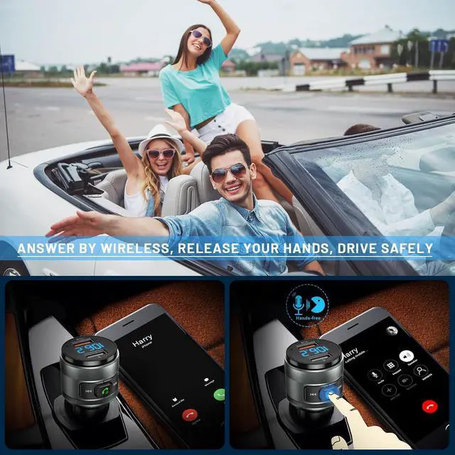 Alt view image 3 of 6 - IMDEN Bluetooth 6.0 FM Transmitter for Car Adapter with MP3 Player | Hands-Free Calls, CVC Noise Reduction, QC 3.0 Charger, Dual USB Ports, USB Drive MP3 Playback, 12V/24V Vehicles