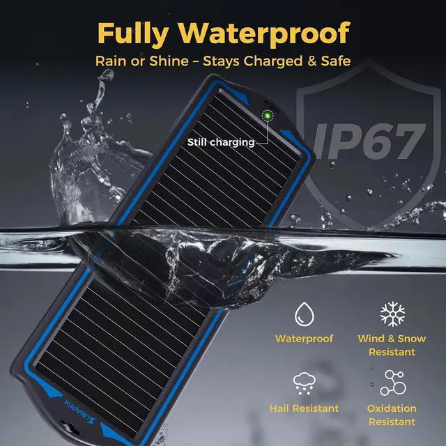 Alt view image 3 of 7 - 12V Solar Battery Charger Trickle Maintainer Kit for Car | Prevents Overcharging with Smart Controller | Waterproof Portable Solar Panel Kit | Fits 12V Batteries for Boats, RVs & More