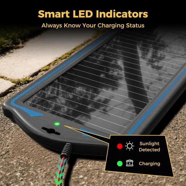 Alt view image 5 of 7 - 12V Solar Battery Charger Trickle Maintainer Kit for Car | Prevents Overcharging with Smart Controller | Waterproof Portable Solar Panel Kit | Fits 12V Batteries for Boats, RVs & More
