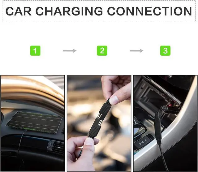 Alt view image 4 of 6 - Topsolar 10 Watt 12 Volt Solar Trickle Charger 10W 12V Solar Panel Car Battery Charger Portable Solar Battery Maintainer for Car Motorcycle Boat Marine RV + Cigarette Lighter Plug Alligator Clip