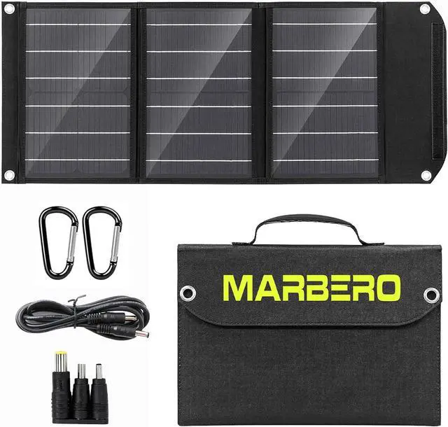 Main image of MARBERO Portable Solar Panel 30W Solar Panel Charger 23% High Efficiency Foldable Solar Panels QC3.0 USB & DC Port Compatible with Cell Phone Ipad Laptop IP65 Waterproof for Camping Outdoor Cloudy