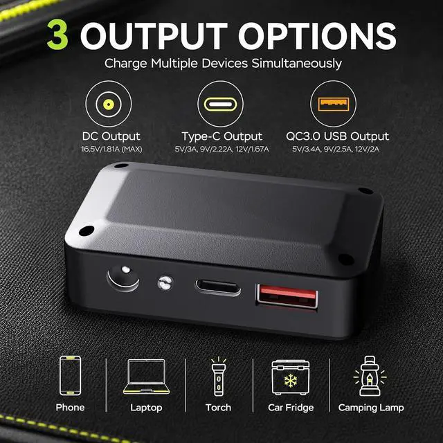 Alt view image 3 of 7 - MARBERO Portable Solar Panel 30W Solar Panel Charger 23% High Efficiency Foldable Solar Panels QC3.0 USB & DC Port Compatible with Cell Phone Ipad Laptop IP65 Waterproof for Camping Outdoor Cloudy