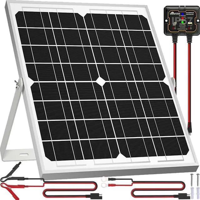 Main image of Solar Panel Kit 20W 12V Solar Battery Charger Maintainer+Controller | Solar Battery Trickle Charger + Smart MPPT Controller Adjustable Mount Bracket for Boat Car RV Motorcycle Marine Automotive