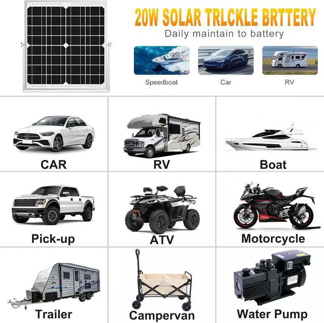 Alt view image 6 of 7 - Solar Panel Kit 20W 12V Solar Battery Charger Maintainer+Controller | Solar Battery Trickle Charger + Smart MPPT Controller Adjustable Mount Bracket for Boat Car RV Motorcycle Marine Automotive