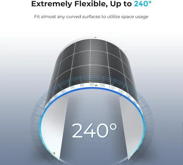 Alt view image 2 of 7 - Renogy Flexible Solar Panel 100 Watt, 240° Ultra Flex Bendable | 100W Flexible Solar Panel for for Marine RV Cabin Van Car Boat Curve Surfaces Off-Grid Systems, 0.1 Inch Lightweight, IP68