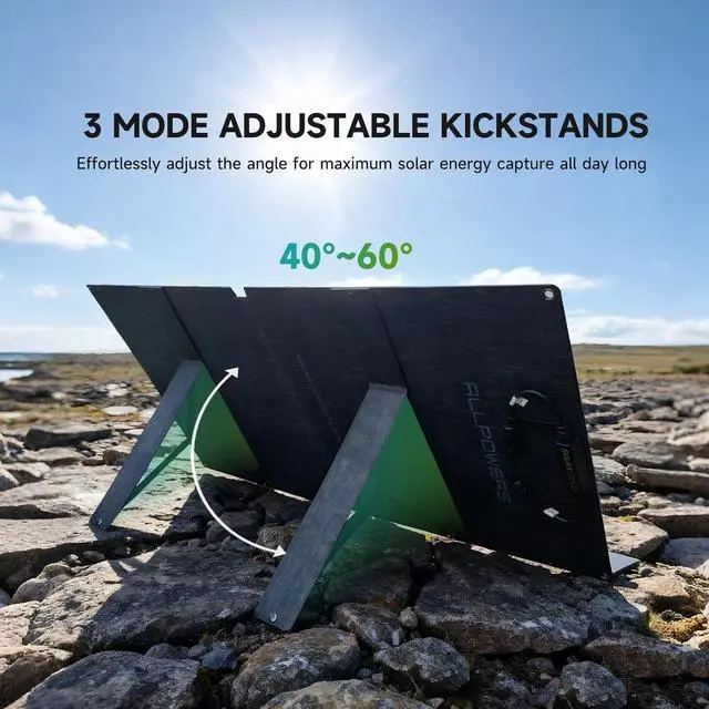 Alt view image 5 of 7 - ALLPOWERS SOLAX SE100 100W Portable Solar Panel for Power Station | S2000 PRO R1500 LITE R2500 P1800 P300, Folding Solar Charger with Adjustable Kickstand for Ourdoor Camping RV Van