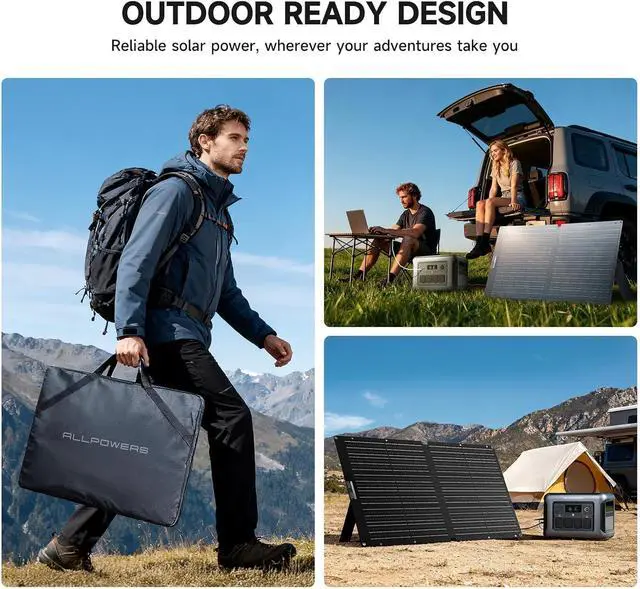 Alt view image 7 of 7 - ALLPOWERS SOLAX SE100 100W Portable Solar Panel for Power Station | S2000 PRO R1500 LITE R2500 P1800 P300, Folding Solar Charger with Adjustable Kickstand for Ourdoor Camping RV Van