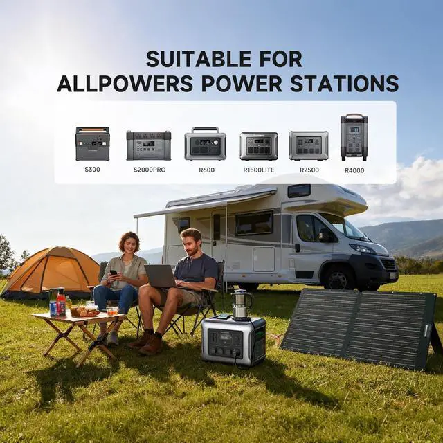 Alt view image 6 of 7 - ALLPOWERS SOLAX SE100 100W Portable Solar Panel for Power Station | S2000 PRO R1500 LITE R2500 P1800 P300, Folding Solar Charger with Adjustable Kickstand for Ourdoor Camping RV Van