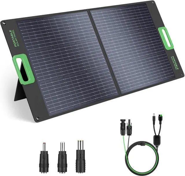 Main image of 100W Portable Solar Panel for Power Station Generator, Waterproof Foldable | 20V Solar Cell Solar Charger with High-Efficiency Battery Charger for Outdoor Camping Van RV Trip Emergency Power
