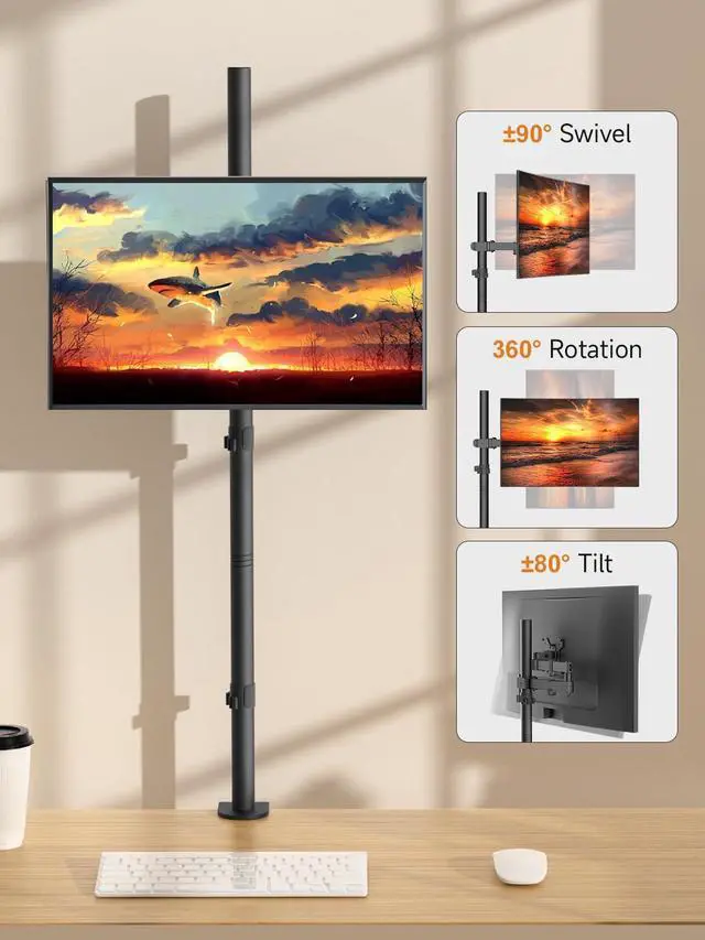 Alt view image 3 of 7 - Monitor Mount Single Fully Adjustable Arm Monitor Arm Fits One Screen 13-32 inch 22lbs for Computer Screen 13 15 17 19 20 22 23 24 26 27 30 32 inch VESA 75 100 (MD71221)