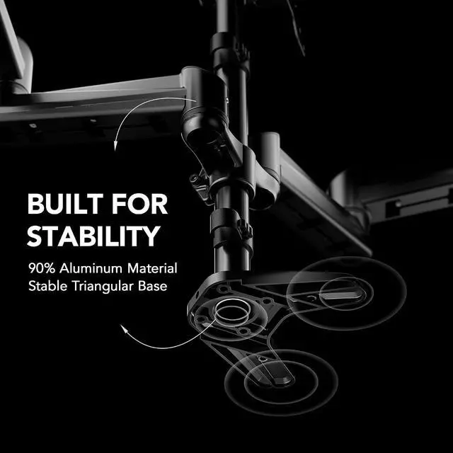 Alt view image 4 of 7 - HUANUO Triple Monitor Mount for 17 to 32 inch Screens, Adjustment Gaming Triple Monitor Stand with Swivel, Tilt, Rotation, Clamp & Grommet Kit